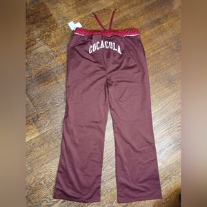 Coca Cola Adult  Athletic Trainer Pants Spell Out Logo Womens Sz XL